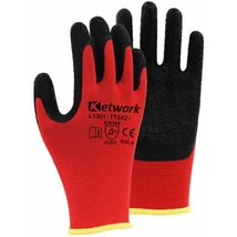 KET TT042 - L1301 (GLK+NP) Tenyérmártott piros kesztyű, gyűrött fekete LATEX mártással 8-11-ig