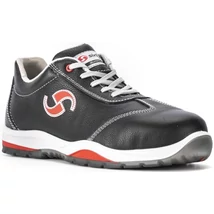 SIXTON DANCE S3 Fekete bőr munkavédelmi félcipő piros reflex 35-48-ig