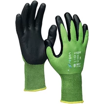 Lanzi GPE624R Hőálló, nitrilhabbal 1/2 mártott preciziós szerelő kesztyű újrahasznosított poliészterből (fekete-zöld) 6-11-ig