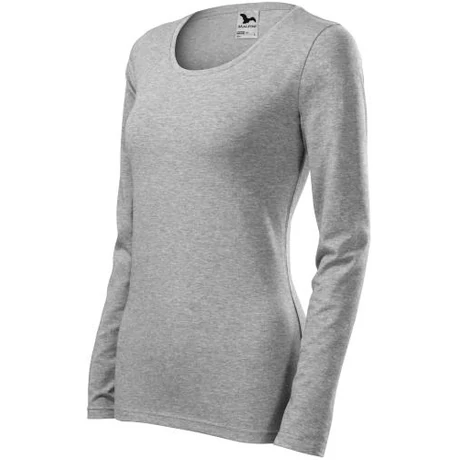 ADLER 139 Slim hosszú ujjú környakas női póló s.szürke melír XS-2XL
