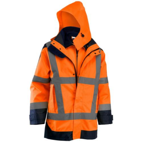 MO ROCK Jól-láthatósági 4 az 1-ben téli kabát kivehető softshell béléssel narancs S-5XL-ig