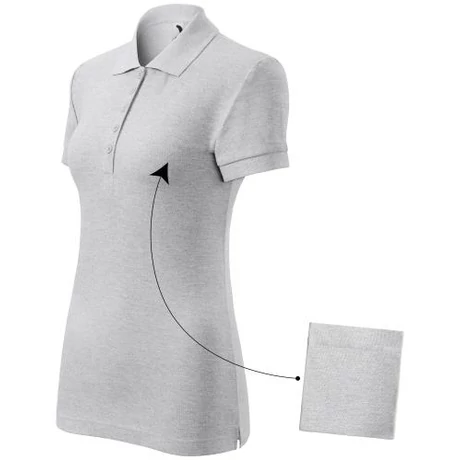 ADLER 213 Cotton pique rövid ujjú galléros női póló v.szürke melír XS-2XL