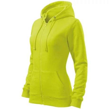 ADLER 411 Trendy Zipper Cipzáras kapucnis pamut gazdag női felső lime XS-2XL