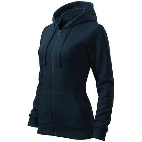 ADLER 411 Trendy Zipper Cipzáras kapucnis pamut gazdag női felső tengerészkék XS-2XL