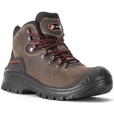 SIX CORVARA BROWN S3 Bőr bakancs fekete reflex 36-48-ig