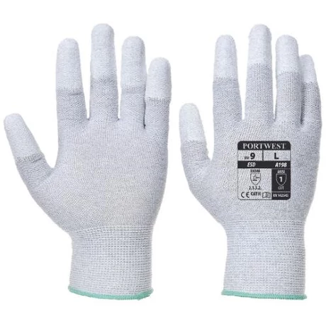 PW A198 Újjvégmártott ESD szerelő kesztyű szürke 5/2XS - 11/2XL