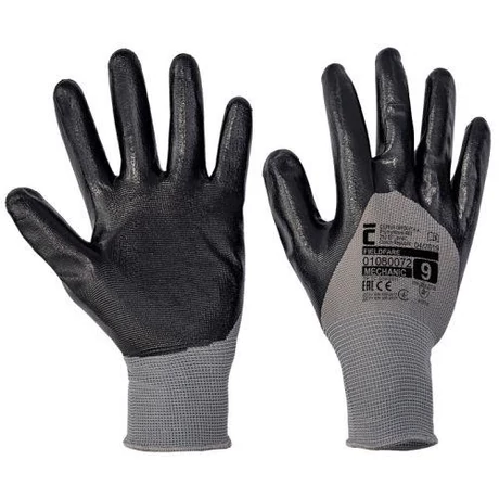 CER Fieldfare szürke, fekete nitrillel 3/4-ig mártott szerelő kesztyű 7-10-ig