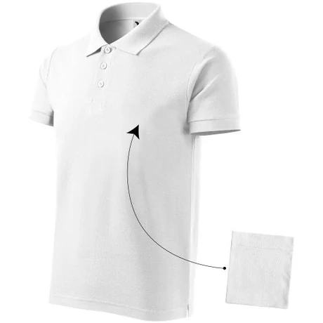ADLER 212 Cotton pique rövid ujjú galléros férfi póló fehér S-2XL