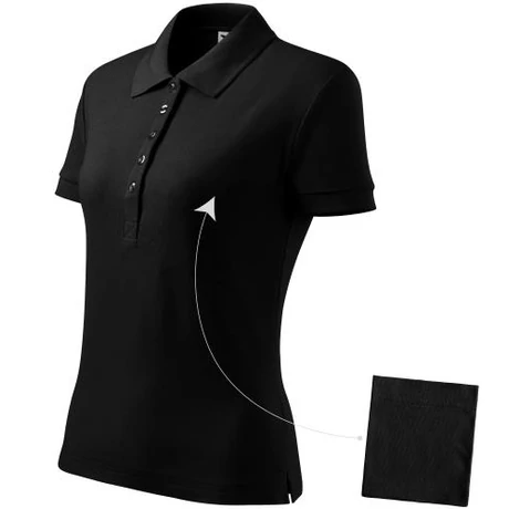 ADLER 213 Cotton pique rövid ujjú galléros női póló fekete XS-2XL
