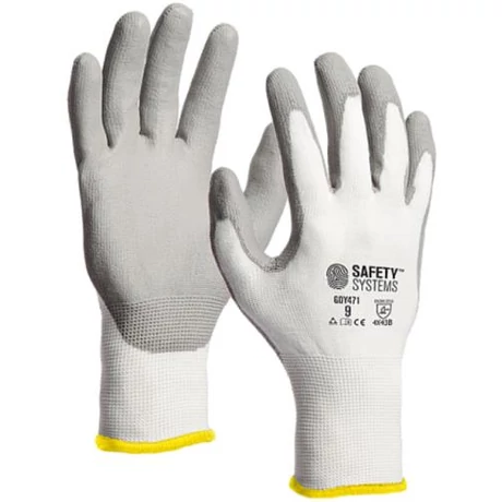Lanzi GDY471 Vágásbiztos PU 1/2 mártott szerelő kesztyű ISO13997 5 Newton (4X43B) (fehér-szürke) 5-11-ig