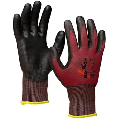 Lanzi GIS955 Vágásbiztos PU 1/2 mártott szerelő kesztyű ISO13997 15Newton (3X42D) (fekete-bordó) 6-11-ig