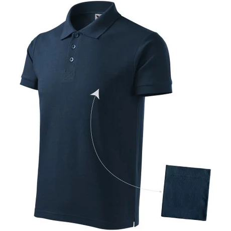 ADLER 212 Cotton pique rövid ujjú galléros férfi póló tengerészkék S-2XL---AB