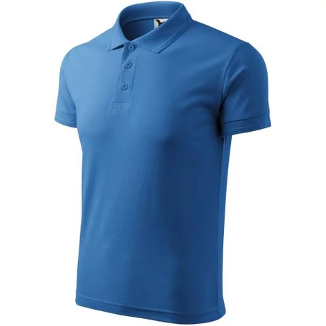 ADLER 203 Pique rövid ujjú galléros férfi póló azúrkék S-2XL