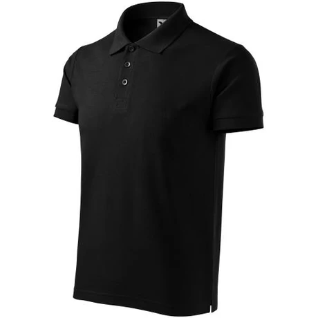 ADLER 215 Cotton Heavy pique rövidujjú galléros férfi póló fekete S-2XL-ig