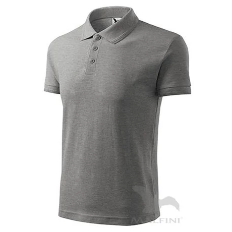 ADLER 203 Pique rövid ujjú galléros férfi póló s.szürke melír S-2XL