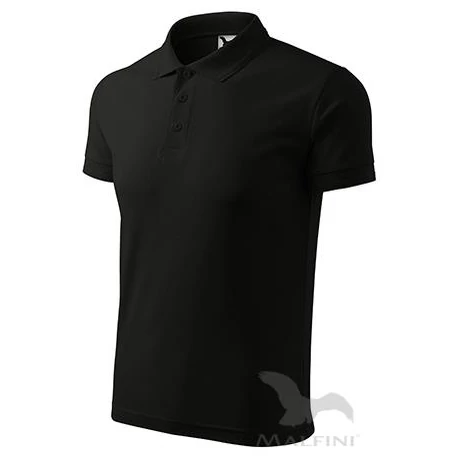ADLER 203 Pique rövid ujjú galléros férfi póló fekete S-2XL