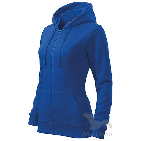 ADLER 411 Trendy Zipper Cipzáras kapucnis pamut gazdag női felső királykék XS-2XL