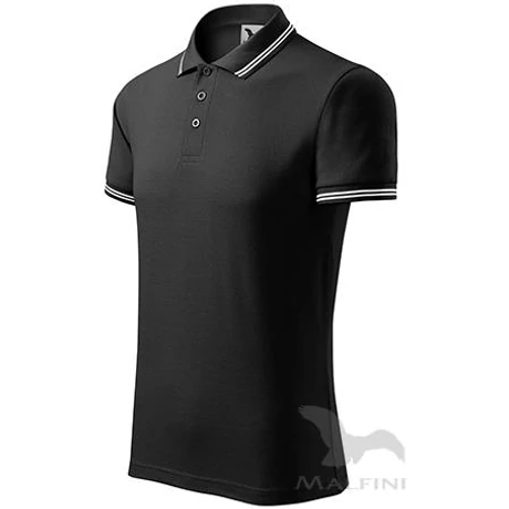 ADLER 219 Urban pique rövid ujjú galléros férfi póló fekete S-2XL
