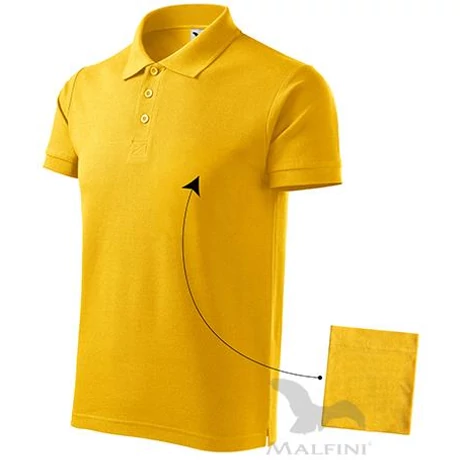 ADLER 212 Cotton pique rövid ujjú galléros férfi póló sárga S-2XL